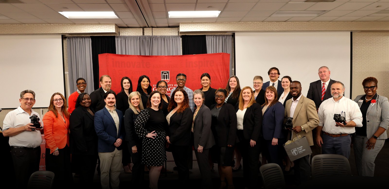 The Georgia Public Defender Council Leadership Academy Class of 2025–2026 with agency leadership at the University of Georgia.